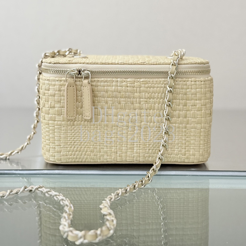 Vanity Bag with Chain 17CM Master quality Designer bag Braided raffia shoulder crossbody Handbag Luxury Evening Bag with Gift Box X001G
