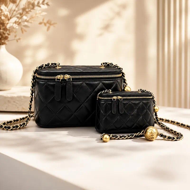 Luxury handbag Designer bag makeup crossbody bag classic handbag caviar pattern women crossbody diamond pattern metal chain letter flip large and sm