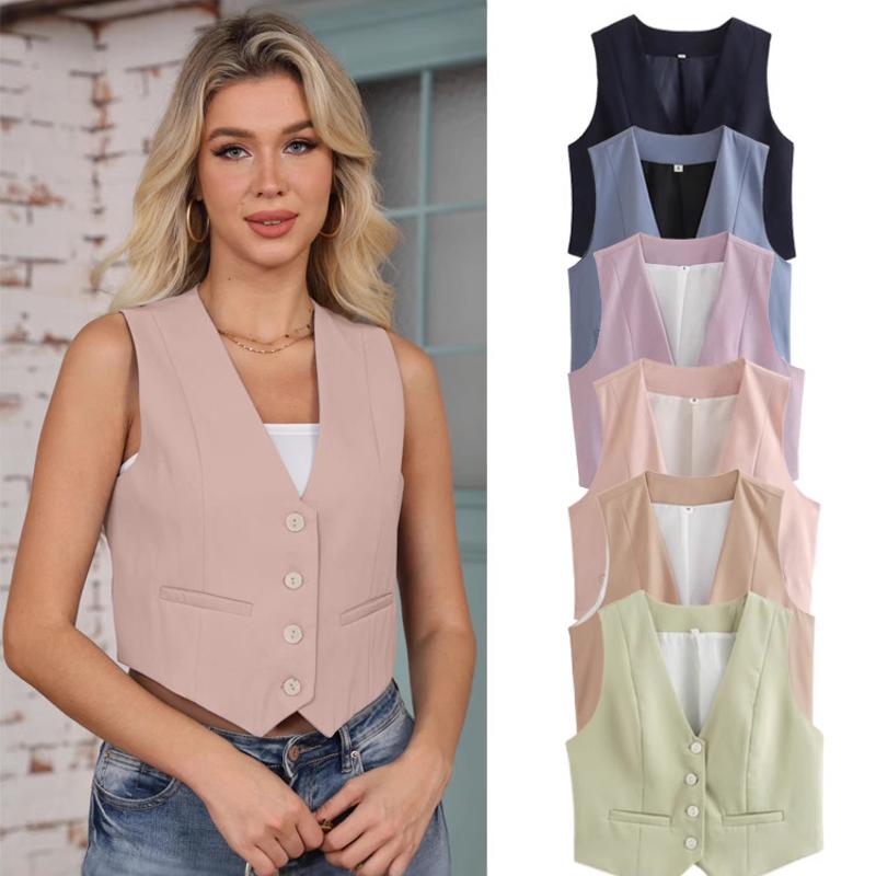 Designer Women's Y2K Summer Casual Sleeveless Cropped Tank Top, Midriff-Baring Vest, Solid Color Streetwear Trendy Basic Top
