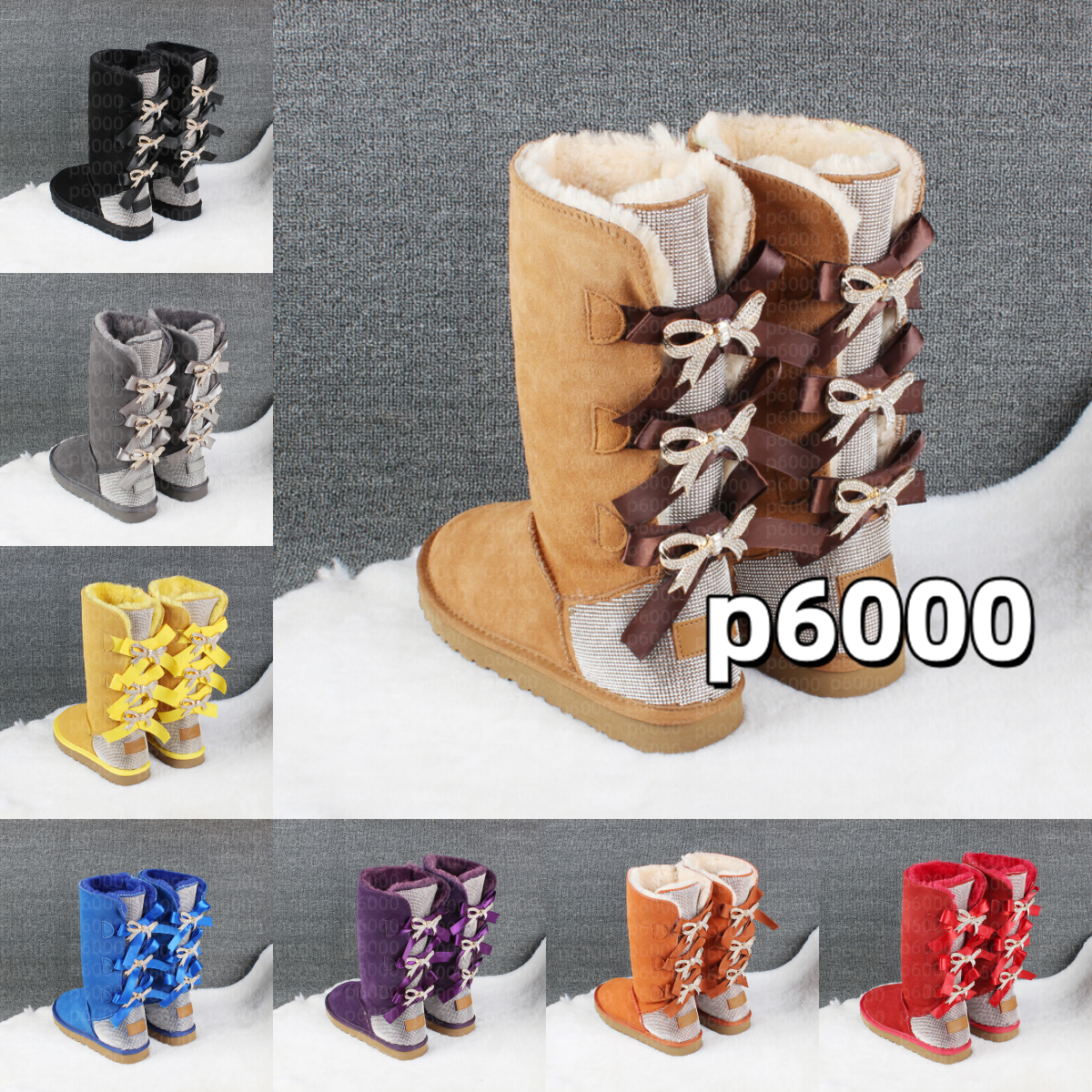 Designer Women bow Snow Boots Tazz Mustard Seed brand new Mini Boot Platform Indoor Australia Tasman Fluffy Winter Lazy Fur Booties