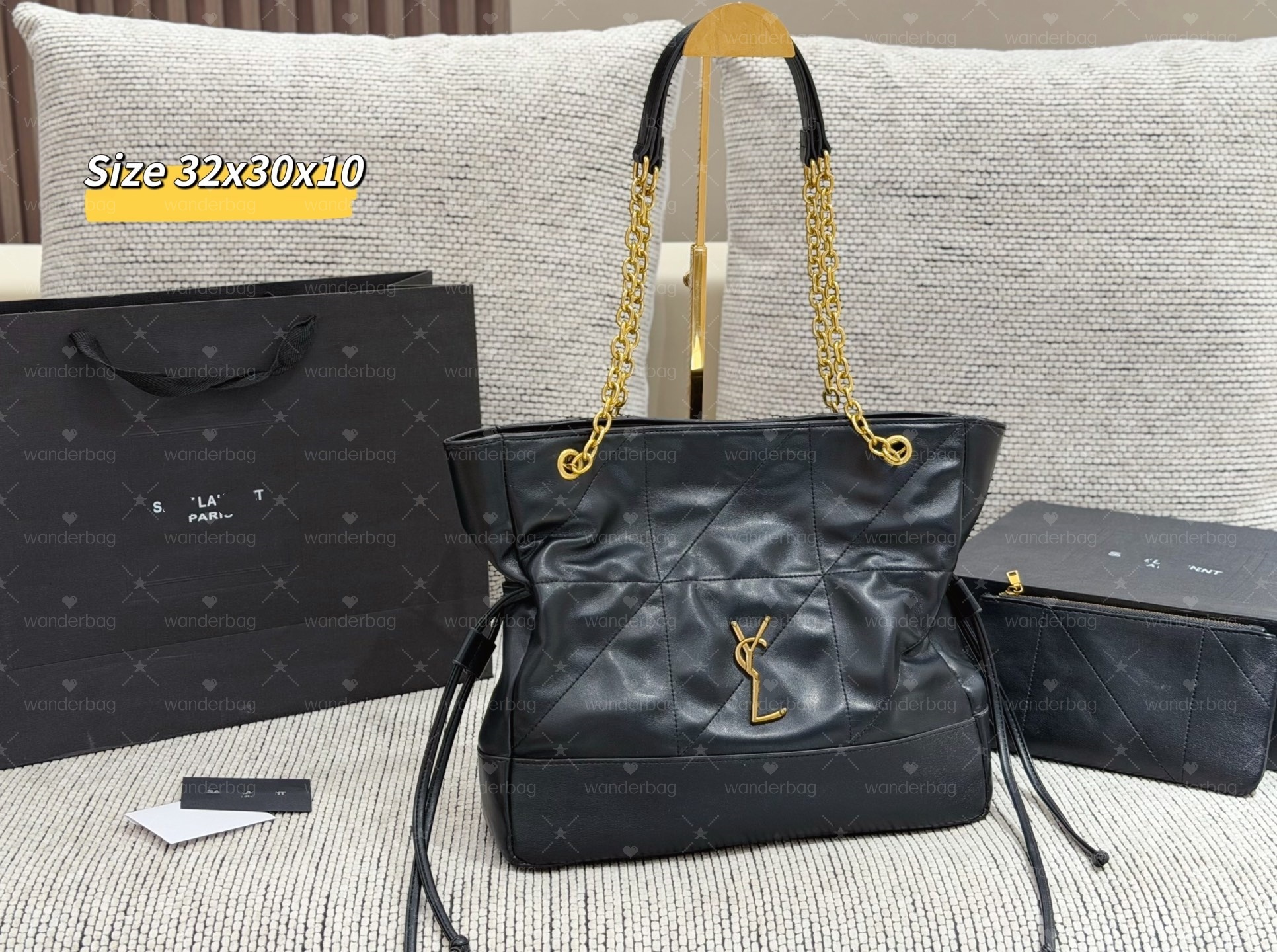 Designer Bags 2026 Trends Jamie Large Pochon Tote handbag Luxury Black calfskin Drawstring Bucket Crossbody Top handle chain shoulder bag lady Casua