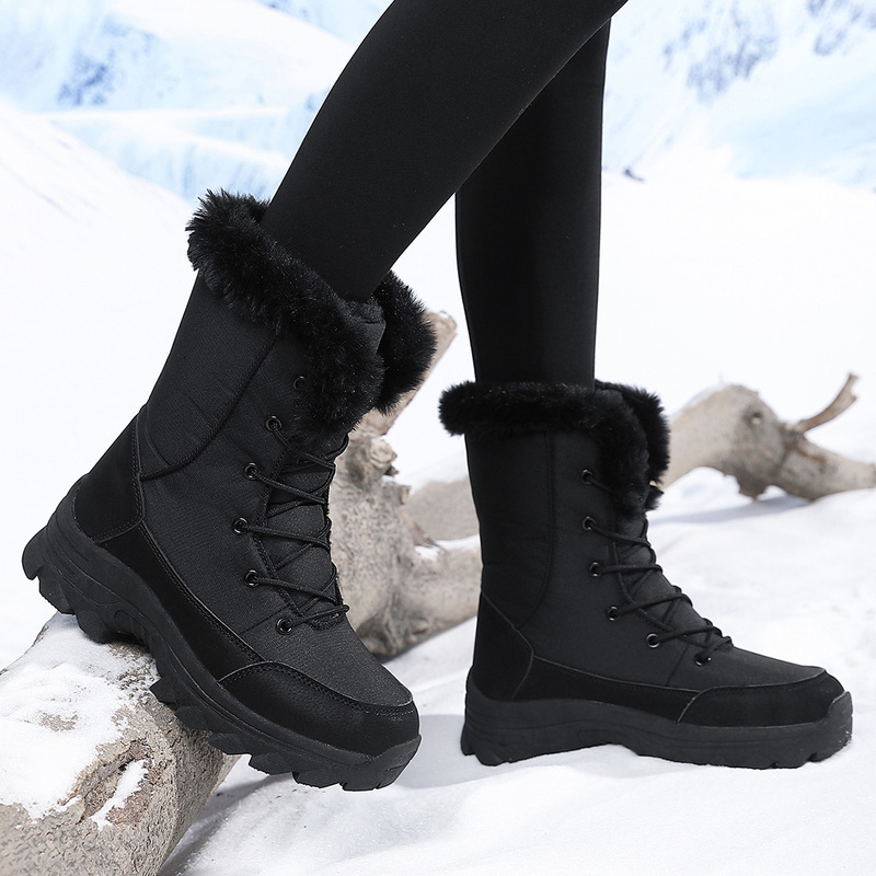 Winter Snow Boots for Women Non-slip Fleece Lined Warm High Top Ankle Booties Waterproof Outdoor Walking Shoes Ladies Cold Weather Footwear dh110249