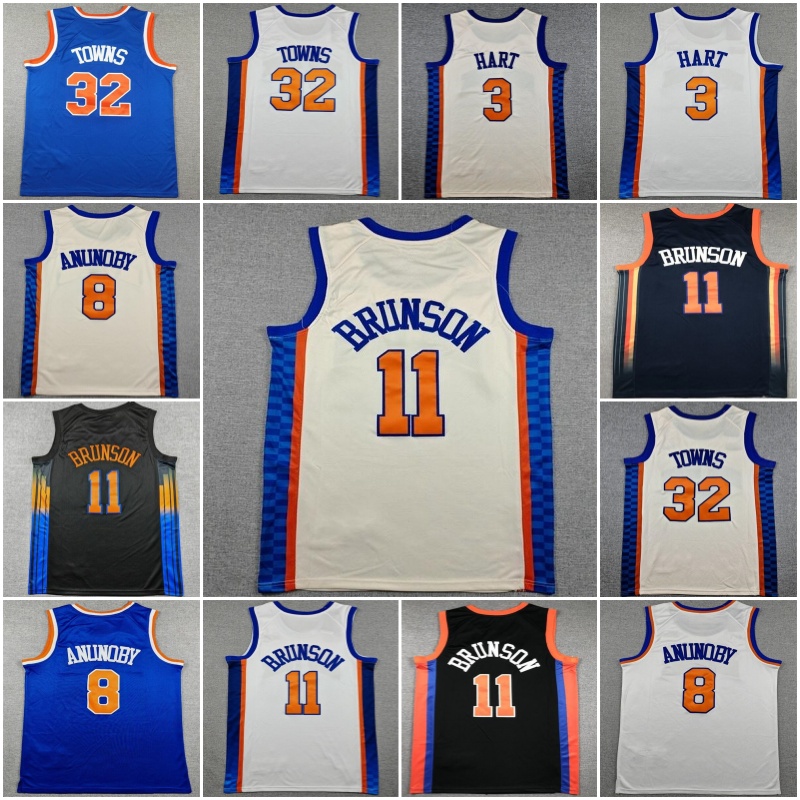 11 Jalen Brunson 32 Towns Maillot de basket-ball Josh Hart pour homme