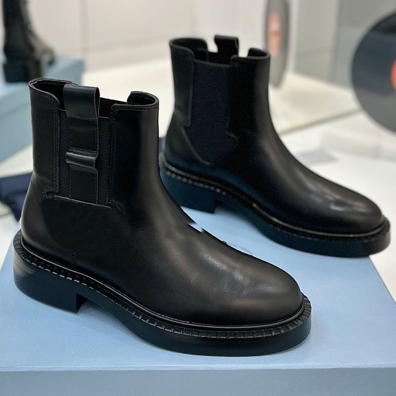 Luxury Leather Chelsea Boots Women Designer Short Boots Original Custom Cheongsam Cowhide Upper Sheepskin Pads Rubber Outsole Business Boots Elegant