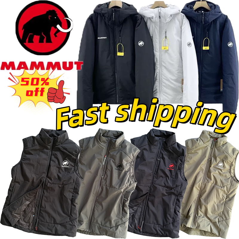 mammut down jacket Mens Winter Padded Jacket Windproof Water Repellent Hooded Warm Coat Loose Fit Oversized Outdoor Hiking Cold Weather Snow Casual