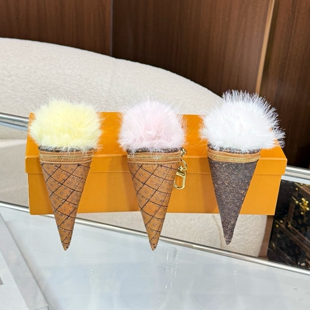 Bags Charm Designer Key Chain Women Leather Ice Cream Keychains Mini Bag Keyring Men Accessories Luxury Lanyard Gifts