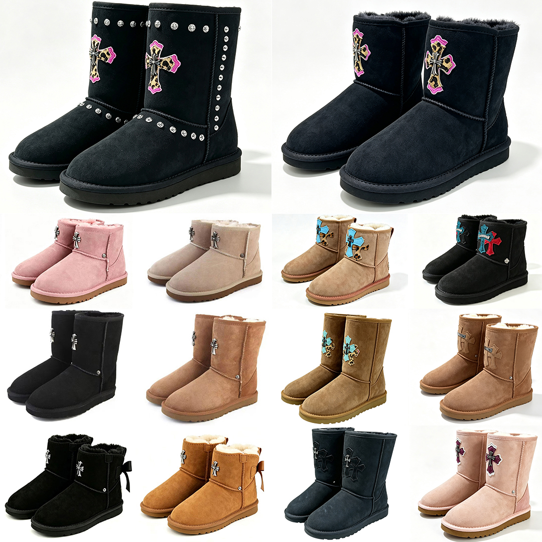 Bottes de neige pour femmes avec nœud papillon Australie Botte de fourrure d'hiver classique ultra mini classique botte courte cheville demi-bott