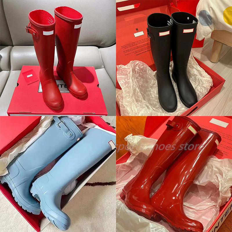 Designer Boots Wellington Boot hunter rain boots women Luxury hunter boots Red Black Blue Original Tall Rain Boots Classic Waterproof Footwear Boots