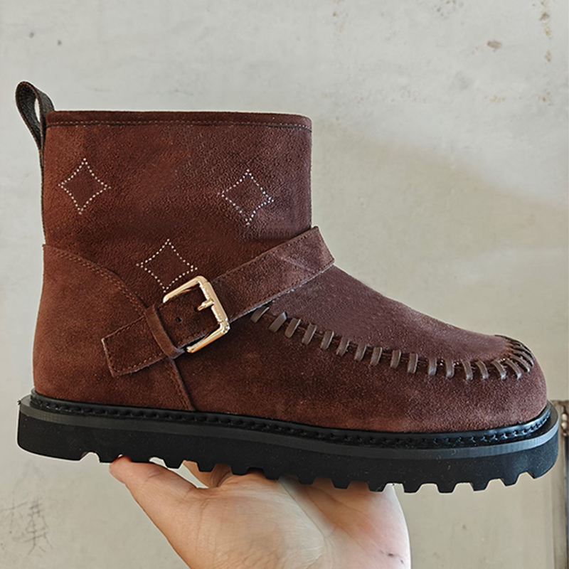 Colorado Bottines de ski Demi-bottes de créateur femme Bottines d'hiver de luxe en daim de qualité supérieure Doublées en fausse fourrure Plate-f
