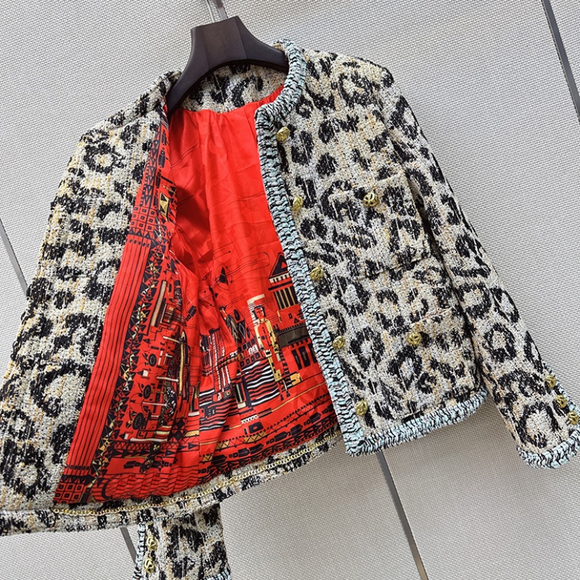 Veste de luxe à manches longues pour femmes, cardigan imprimé léopard, jupes mi-longues, pardessus élégants pour mariage