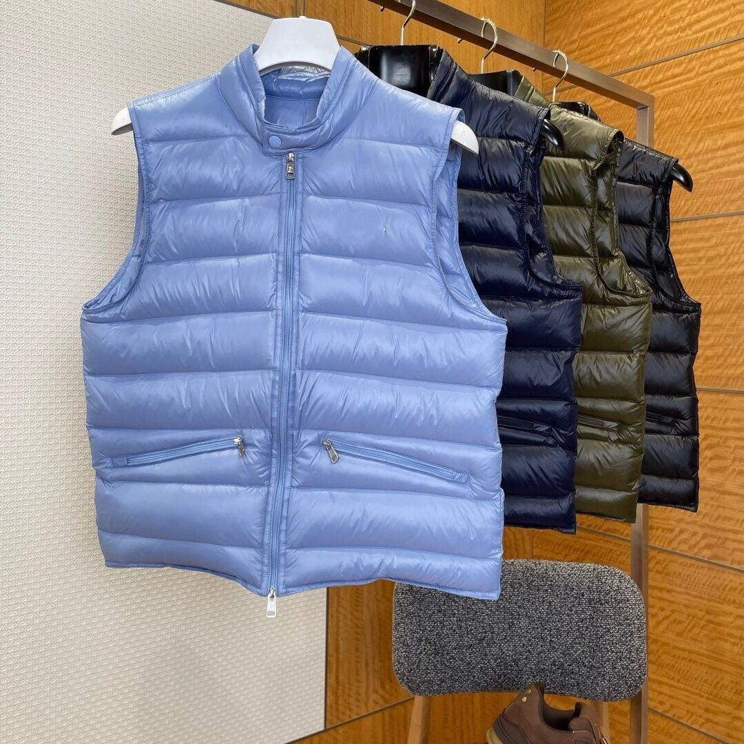 Mens Vest Jacket Men Designer Gilet Winter Jacket Down jacket Lightweight Quilted Warm Stand Collar Zipper Pockets Casual Outerwear Blue Black Men C