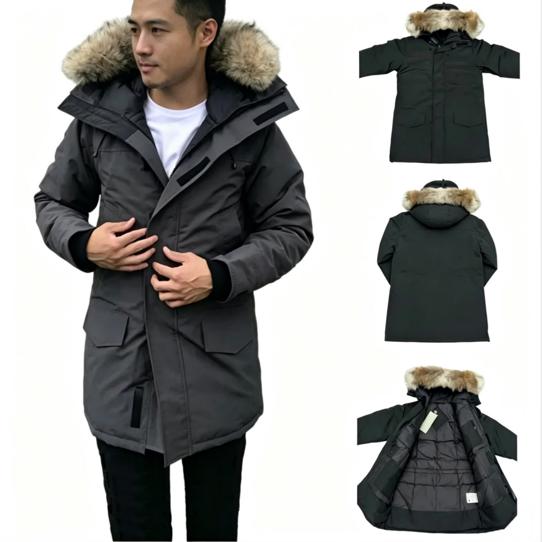 Donsjassen voor heren Wyndham Homme Outdoor Winterjassen Chaquetas Warme Bovenkleding Wolf Bont Capuchon Fourrure Manteau Donsjack Jas Hiver Parka D