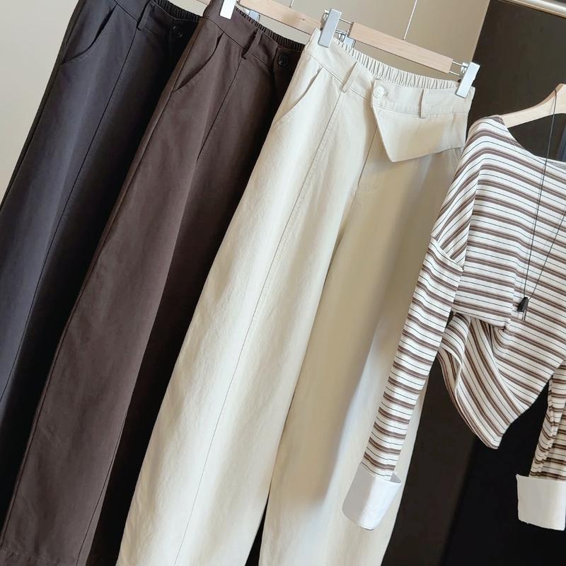 Designer Women High Waist Wide Leg Pants Irregular Patchwork Pocket Casual Korean Style Long Trousers Autumn Slimming Solid Color