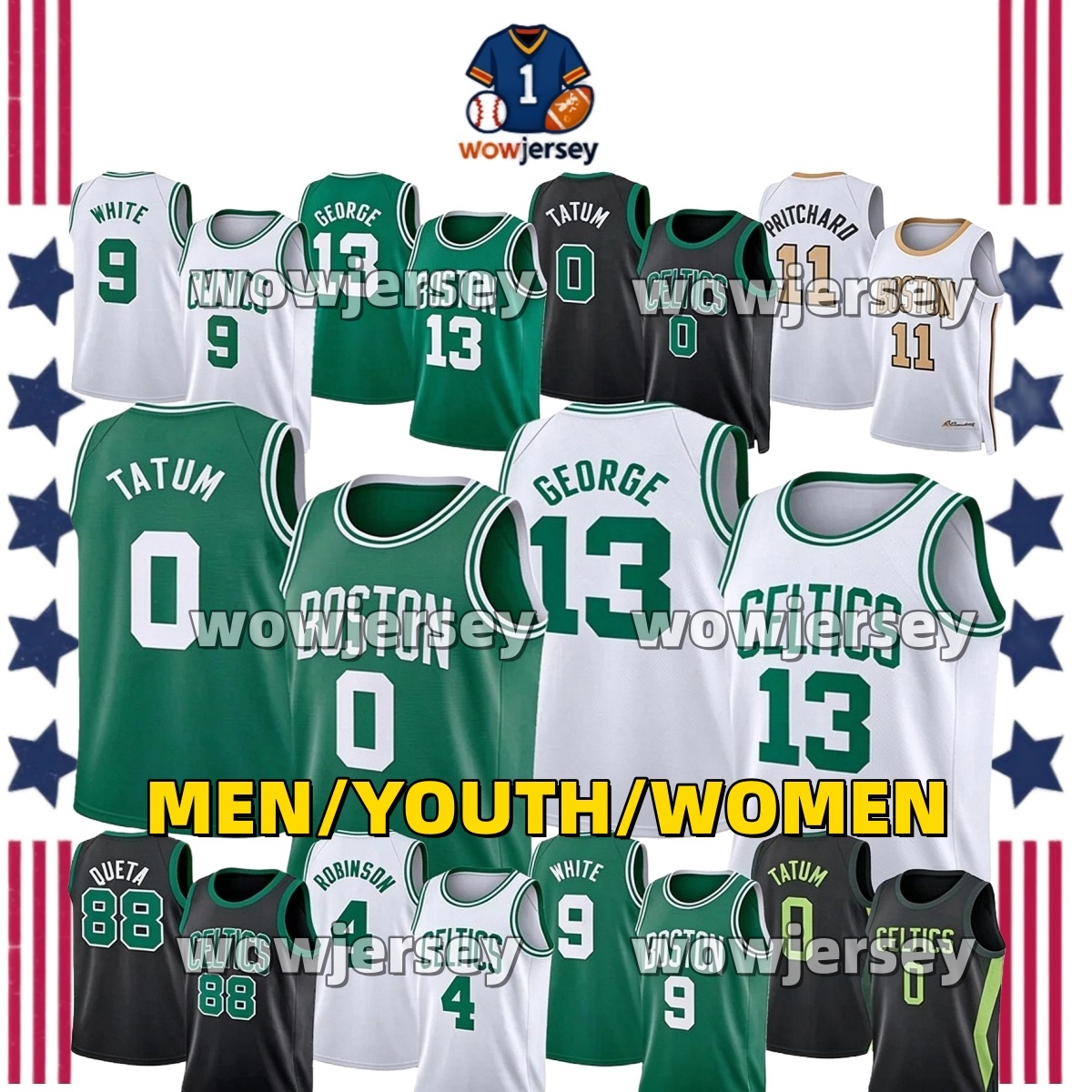 2026-27 CelticssS Paul George Maillot de basket-ball Boston Jersey Jayson Tatum Derrick Blanc Nikola Vucevic Payton Pritchard Queta Ray Allen Kev