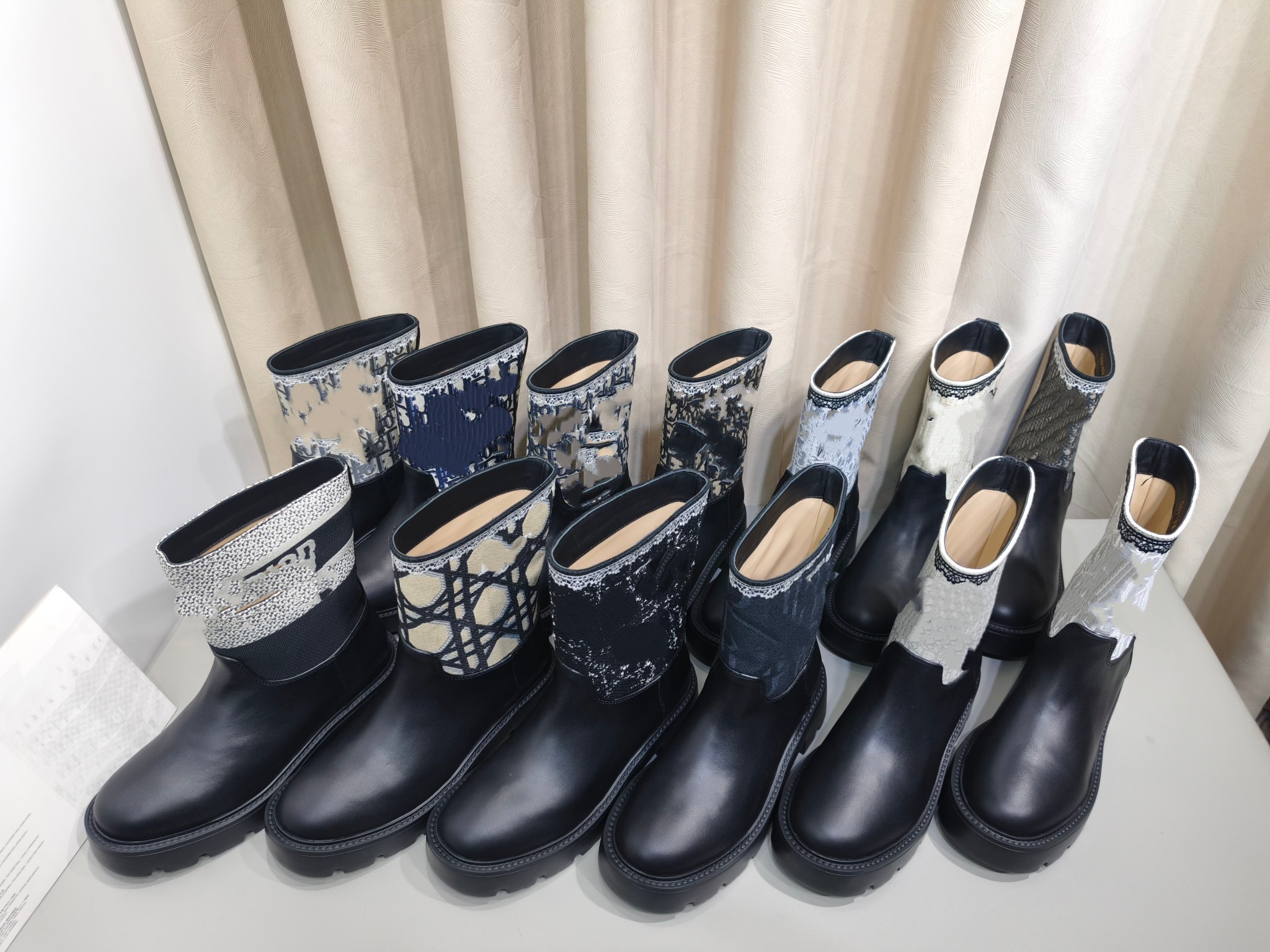 Bottes mi-mollet Colorblock pour femmes, bottes Martin Vintage à bout coquillage, en cuir de vache et de mouton, chaussures montantes, nouvelle c