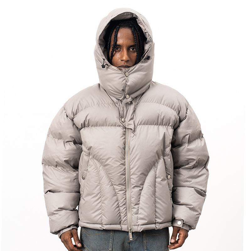 Veste en coton rembourrée à capuche pour hommes de haute qualité de haute qualité Couleur unie Chaud Épaissi Casual Zip Up Court Manteau d'hiver