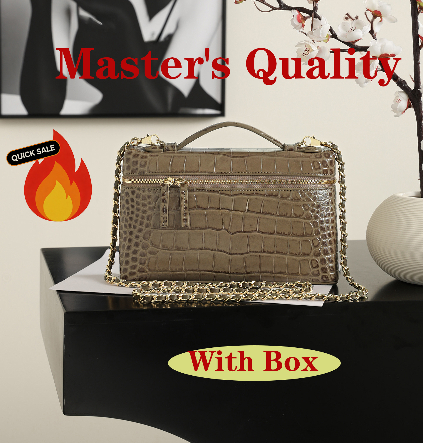 Qualité de niveau maître, cuir de haute qualité, sac à lunch exquis et compact, sac à chaîne classique et polyvalent, sac à bandoulière