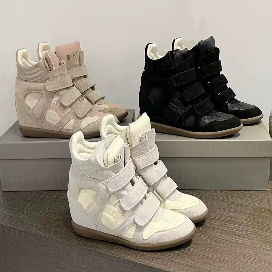 Deisgner Brand Hot Sale-Black Genuine Leather winter boots Leather-Trimmed Suede Wedge Sneakers Fashion Show New Shoes #