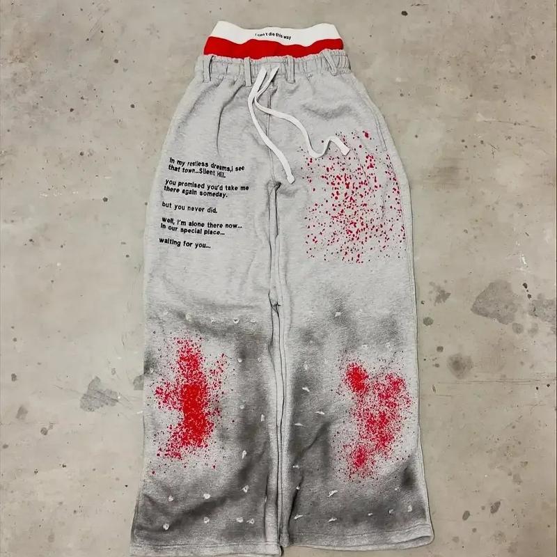 Nouveau Hip Hop pantalon à jambes larges hommes femmes faux deux pièces imprimé Streetwear Joggers Y2K pantalon décontracté Couple