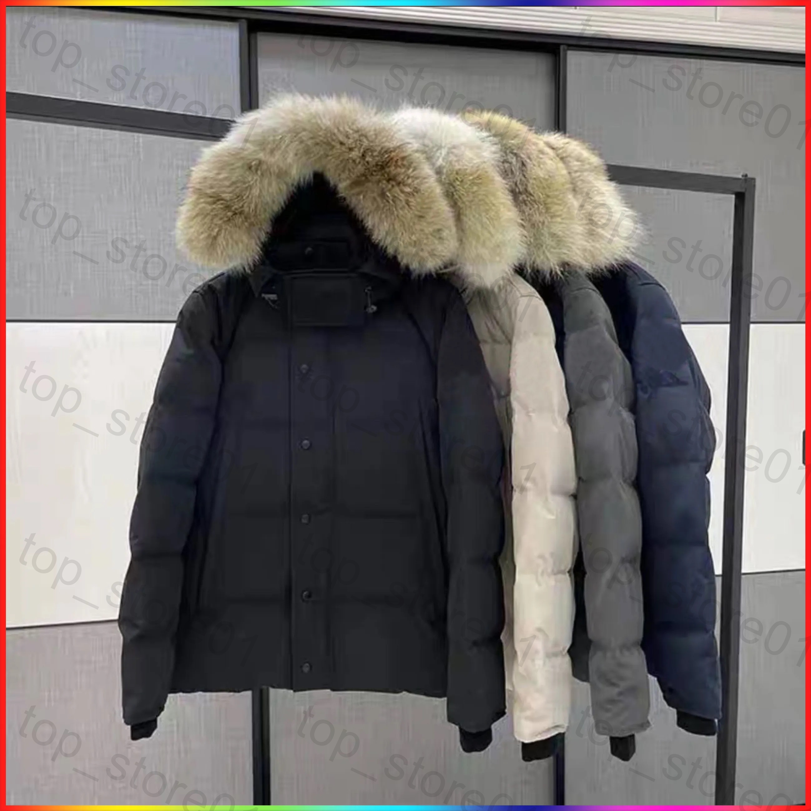 26ss Designer Winter Down jacket Mens down jacket Parka Thick Warm Wolf fur collar Removable puffer Jacket Outdoor windproof Coat High Quality Badge