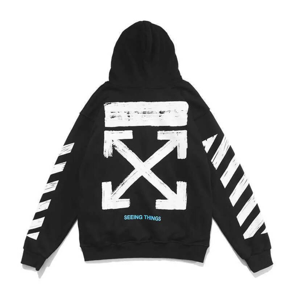 Felpa con cappuccio oversize da uomo di design Off White Felpa con cappuccio oversize da uomo streetwear con stampa di frecce di vernice Felpa con m