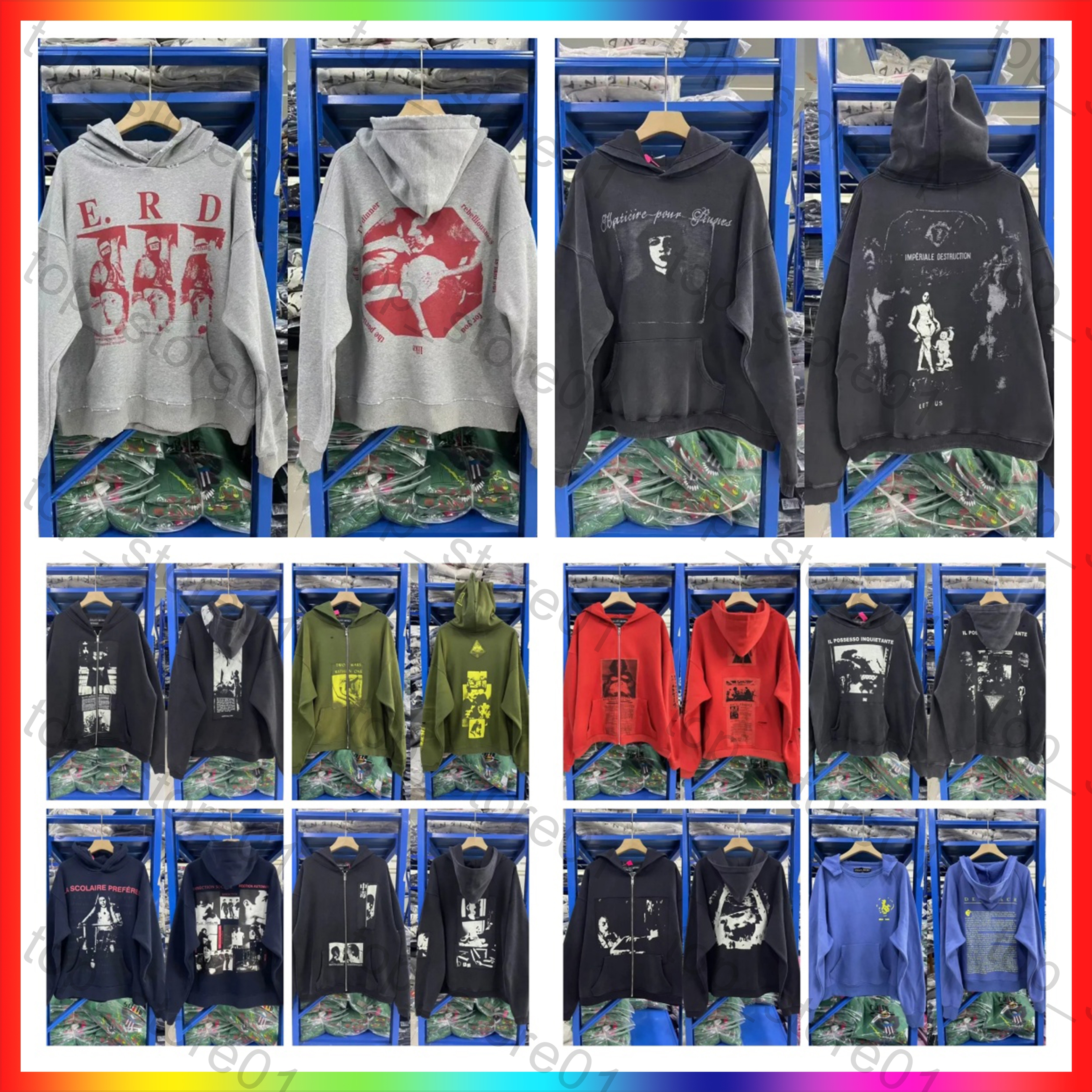 2026 Designer Hoodie Men's hoodie Sweatshirt Fashion Retro Print T Shirts High Street Distressed Hole Sweatshirt Unisex Oversized Streetwear Ho