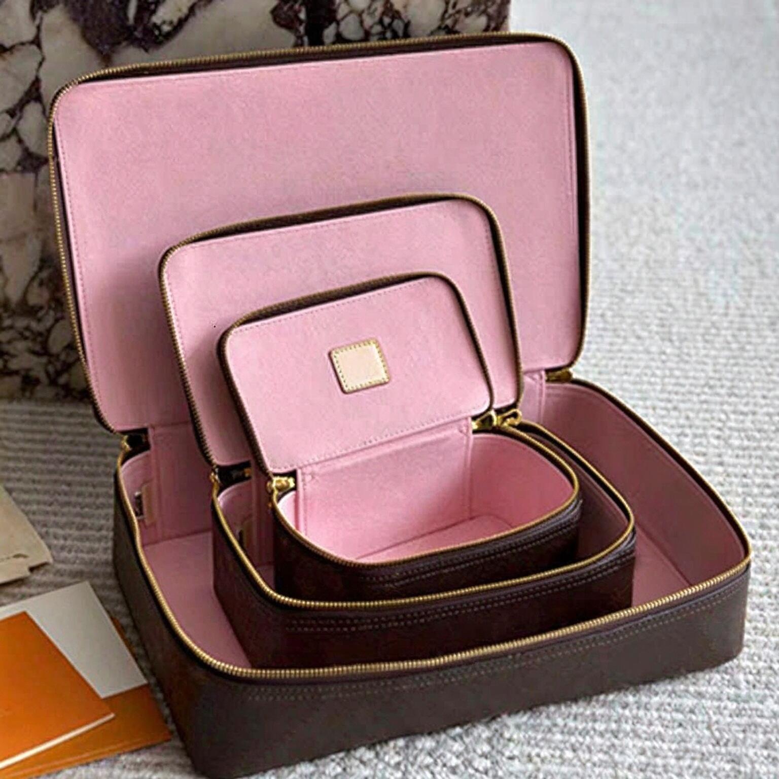 10A Designer High Quality Makeup cosmetic bags for wholesale Storage Fashion Vintage Travel Cases Bag Zipper Leather Luxury Pink Ladies Cosmetic Box