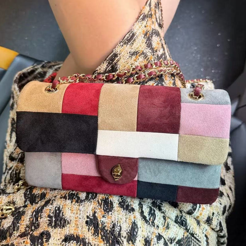 12A Women Designer Maxi Shopping CF Shoulder Bag 26B Patchwork Suede CF Flap Bag Classic Flap Vintage Grained Calfskin Handbags Cowhide Leather Airp