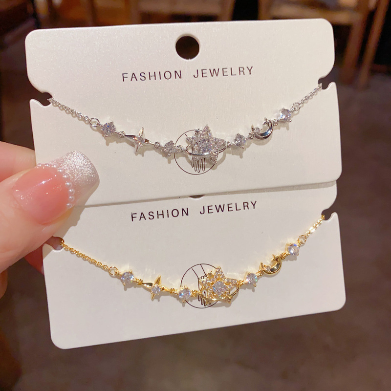 Bracelet de luxe en Zircon pour femmes, Style coréen et japonais, à la mode, étoile, lune, bijoux haut de gamme