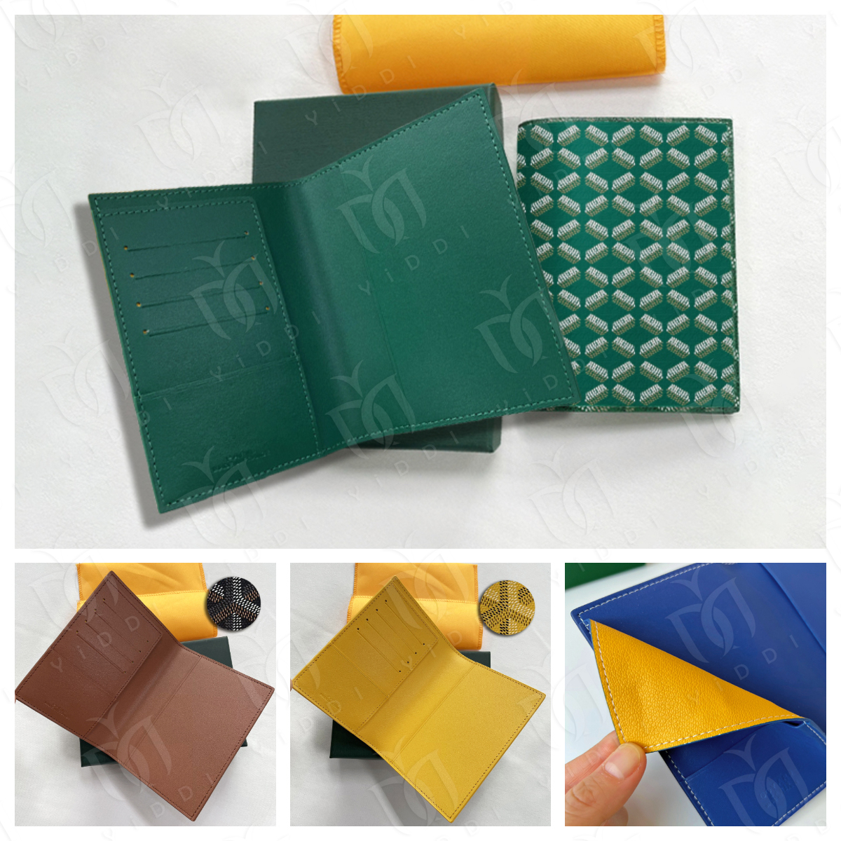 Luxury Fashion Geometric Print Travel Passport Holder Designer Slim Card Document Protector Green Coated Canvas Passport Cover Card Holder for Men W