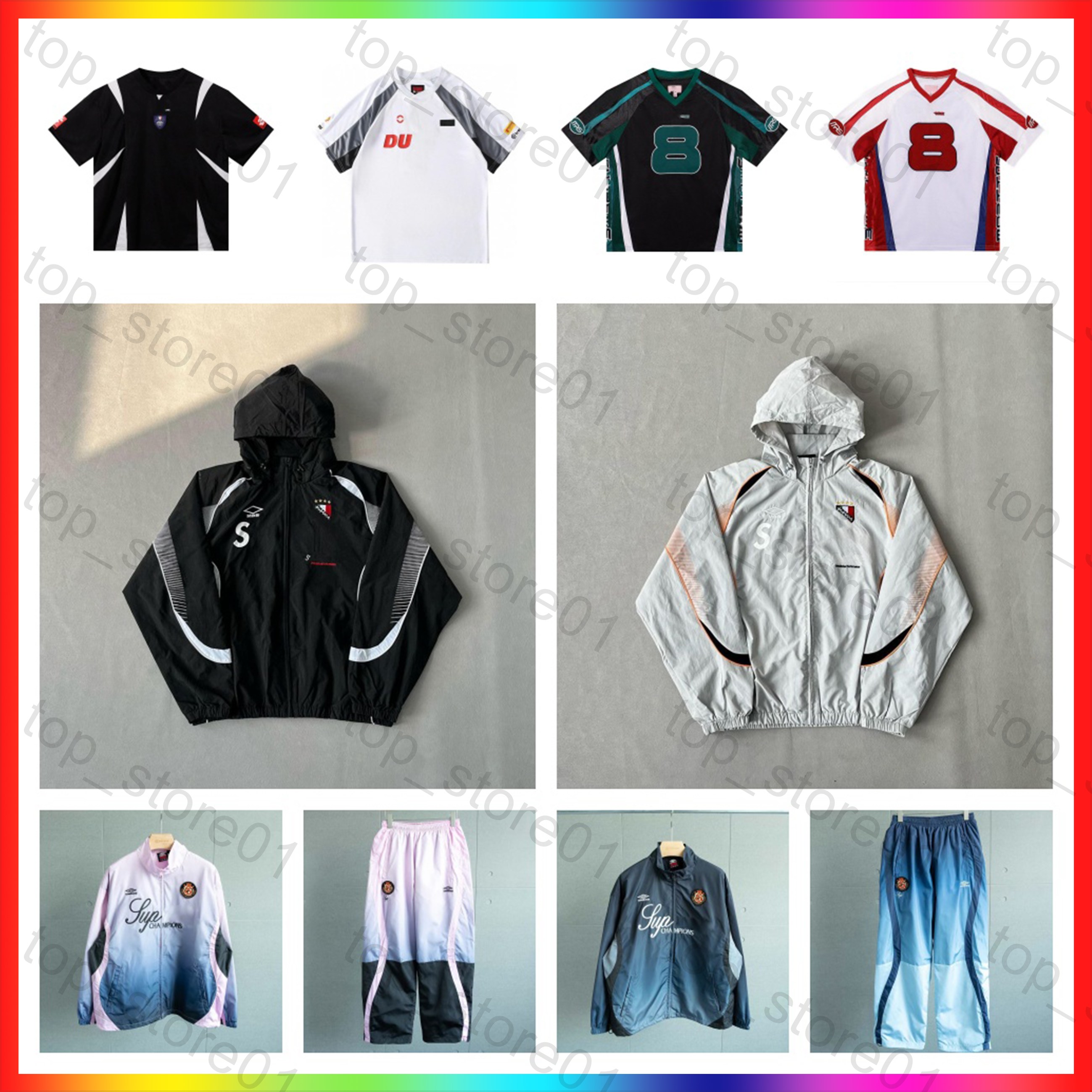 Mens Jackets Designer Hoodie Windbreaker Stand Collar Zipper Front Embroidered Logo Patchwork Stripes Casual Lightweight Jacket White Blue Daily Run