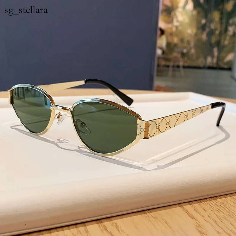 High Grade Designer New Metal Cat Eye Fashion UV Protection Ins Internet Celebrity Light Luxury Brand Sunglasses For Women Hot