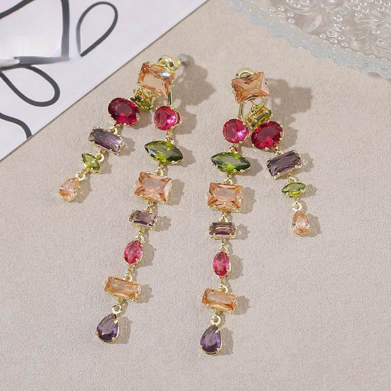 2026 Long Tassel Earrings Colorful Diamonds, Fashionable, Luxurious, High-End, With Unique Elegant Design, And A Vintage Style