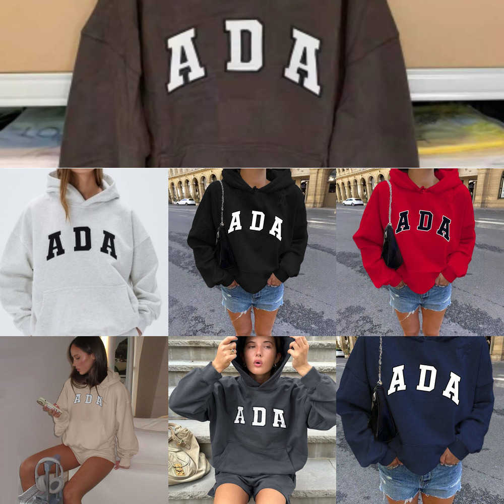 Woman Designer Casual Versatile Letter Loose sweatshirt Ada Hoodie With Velvet Warmth Womens Clothing Elegant UWQ0