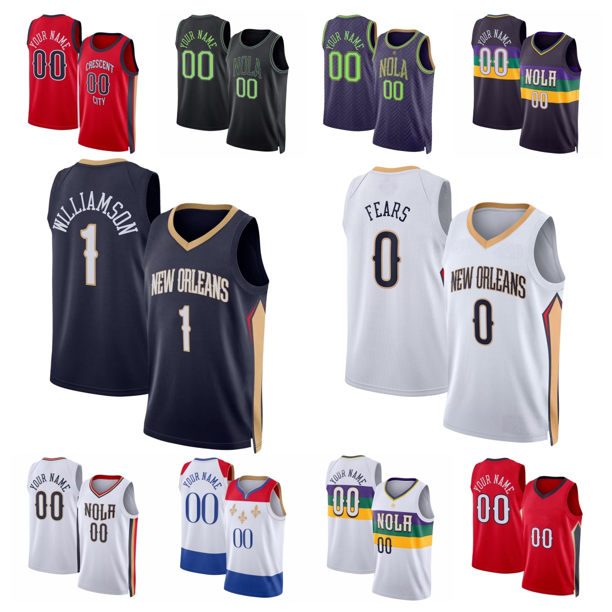 Maillot de basket-ball de la Nouvelle-Orléans Zion Williamson Jeremiah craint Jordan Poole Dejounte Murray DeAndre Jordan Trey Murphy Bryce McGow
