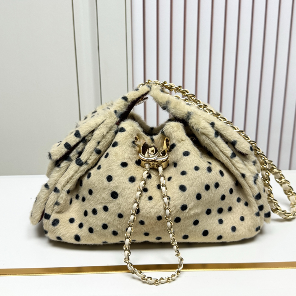 Winter Limited Edition Top-Quality Leopard-Print 25bag Small Short-Pile Brown Spotted High-Quality Shoulder Bag Tote Bag