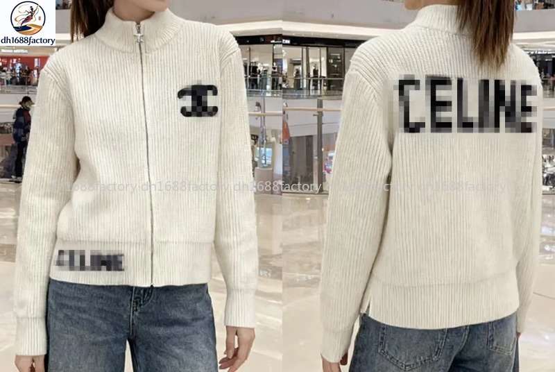 Designer Sweaters Women's Letter Embroidered High Neck Knitted Cardigan Top New Designer Sweater E70 Jacquard Thick Knitted Sweater Jacket Xmas