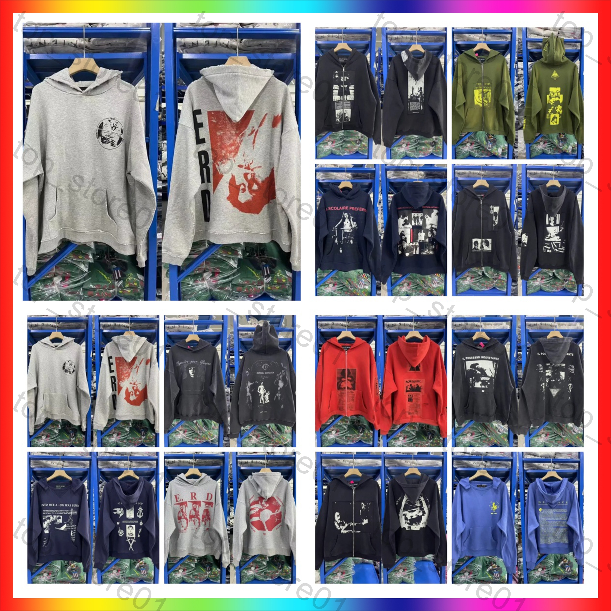 2026 Designer Hoodie Men's hoodie Sweatshirt Fashion Retro Print T Shirts High Street Distressed Hole Sweatshirt Unisex Oversized Streetwear Ho