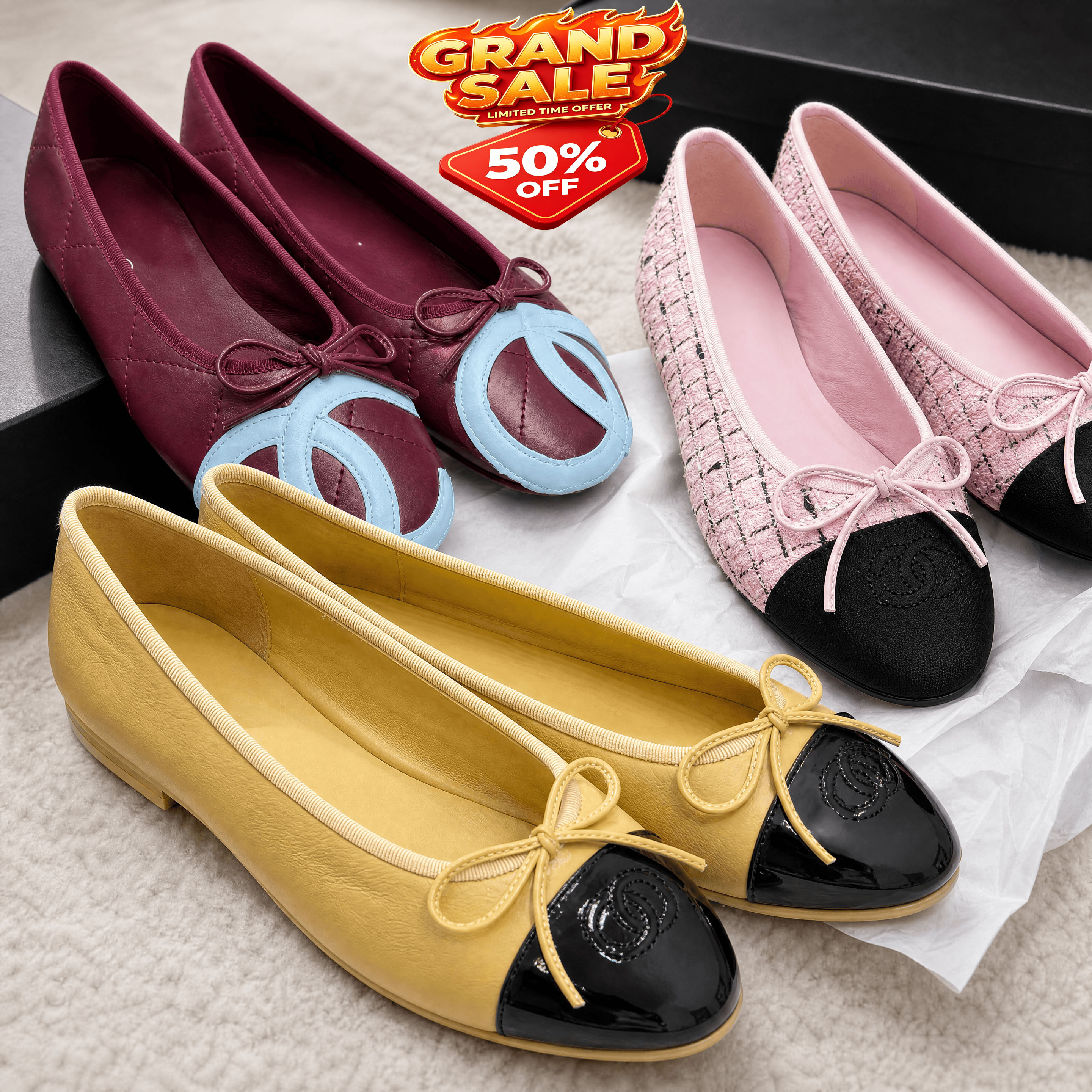 Women Ballet Flats Shoe Dress Shoes Designer Dancing Shoes Genuine Leather jeanne babylone Lady Sandals Classic Style Wedding Slingback Black Ballet