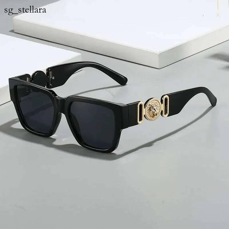 Classic Vintage Y2k Oversized Square Sunglasses Women For Men Luxury Brand Designer Sun Glasses Punk Popular Metal Lion Shades Hot