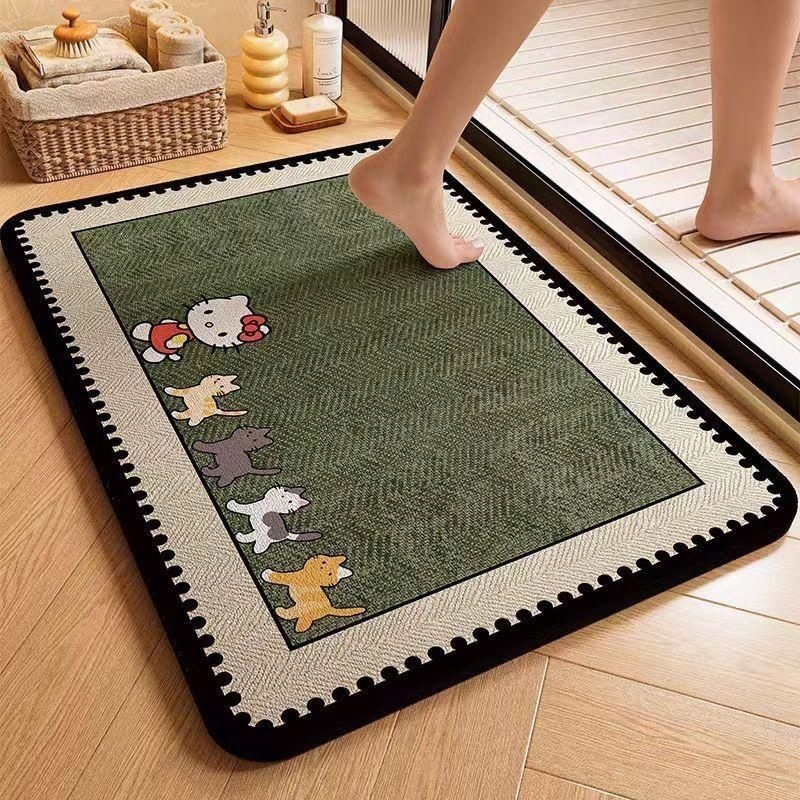 Cartoon/Anime Bathroom Mat, Anti-slip, Wear-resistant, Abrasion-resistant, Water-absorbing, Toilet Door Diatom Mud Mat/Tablecloth.415601