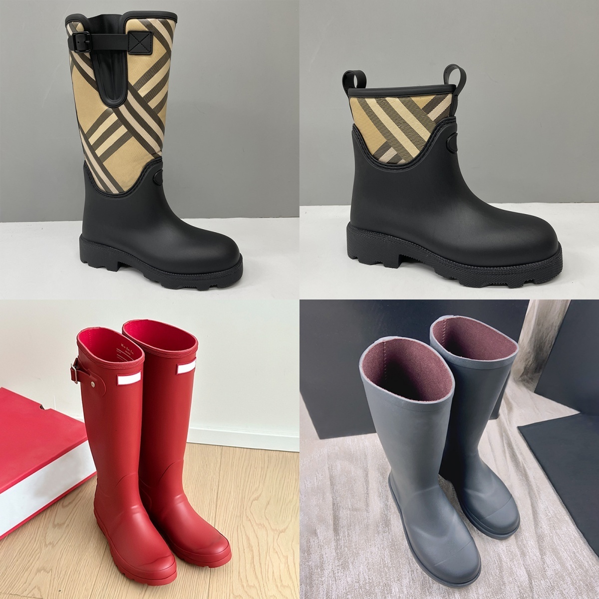 High Quality Rain Boots Women Designer Wellington Boot Waterproof Rubber Boots Original Tall Boot Kids Rainboots Platform Water Shoes Winter Knee 10