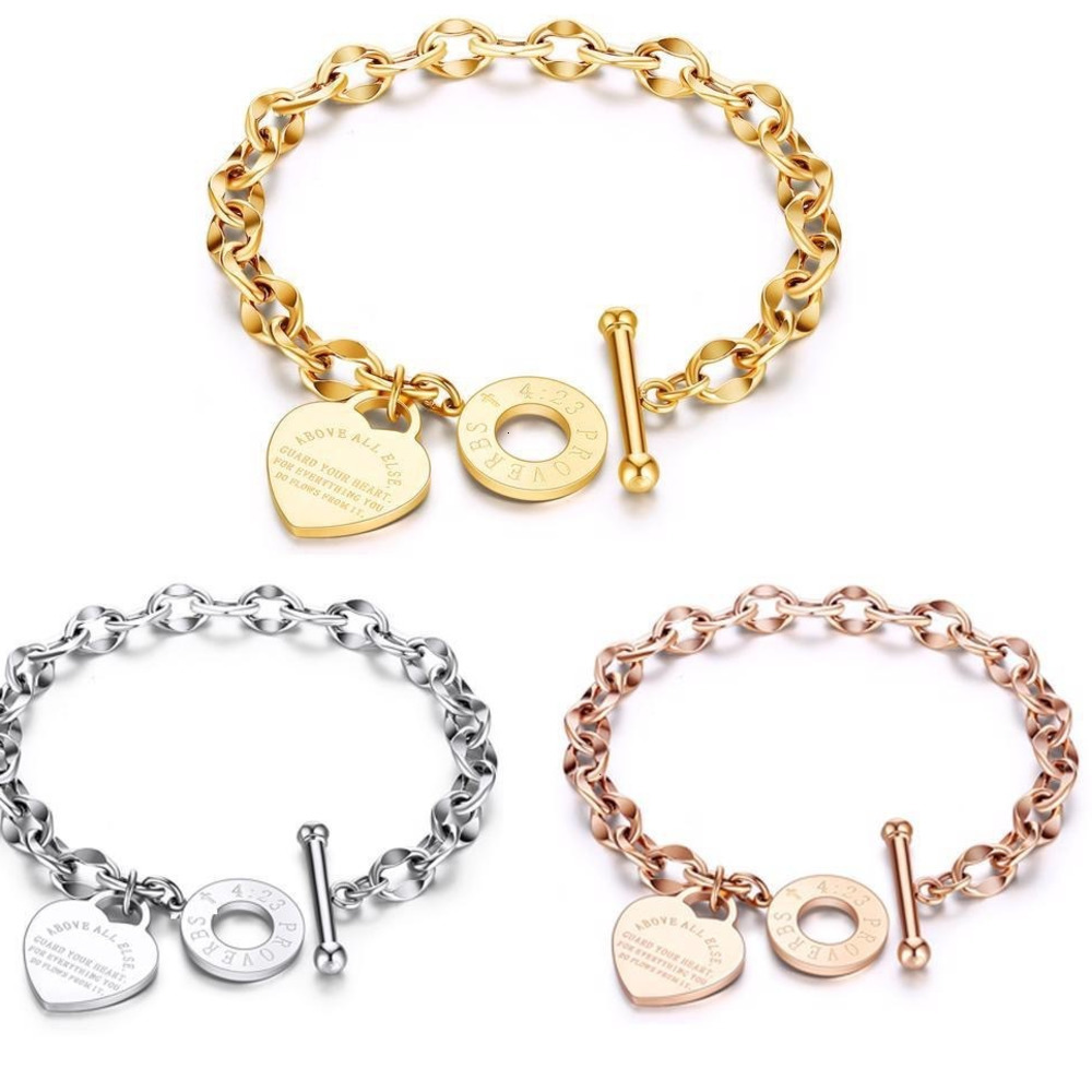 Charm Bracelets Luxury Brand Designer Jewelry New Niche Design INS Style Titanium Steel Women's Bracelet OT Buckle Heart Stainless Steel Heart-