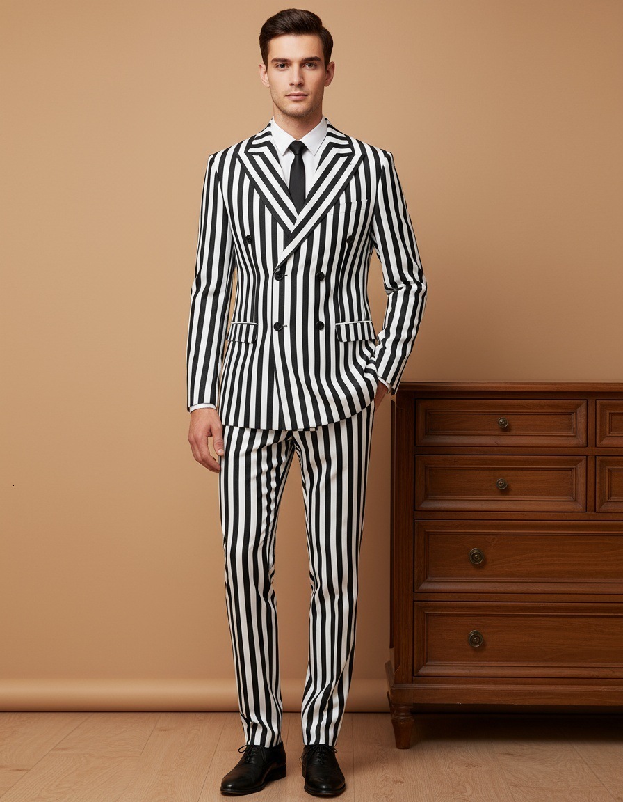 INCERUN Men Sets Striped Long Sleeve Double Breasted Blazer Flare Pants Two Pieces Sets Streetwear Fashion Men Casual Suits 260828