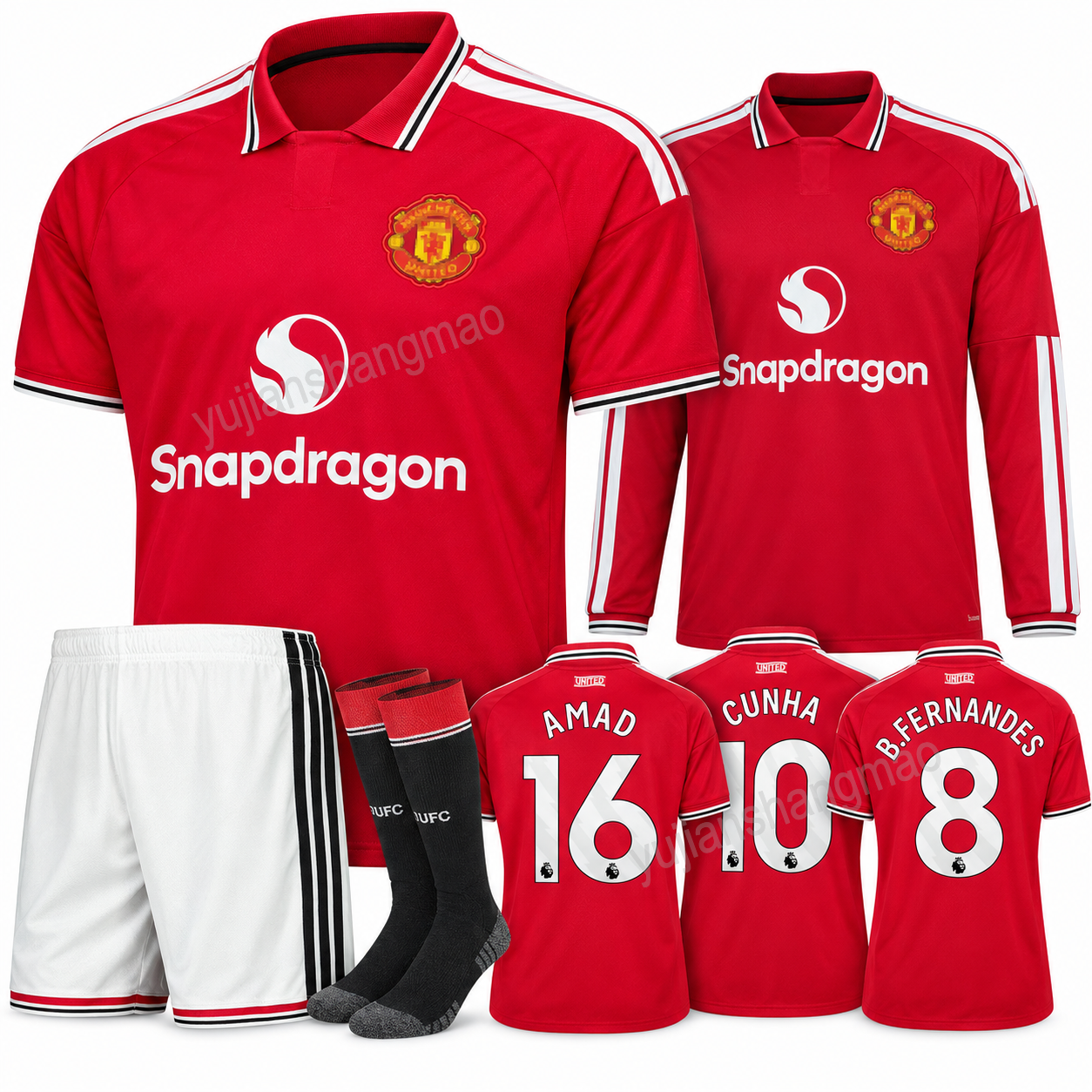 26 27 ManUnited Home Soccer Jersey Bruno Fernandes Mbeumo Cunha Sesko Amad Football Shirt Shorts Kit Mens Kids Womens Custom Name Number
