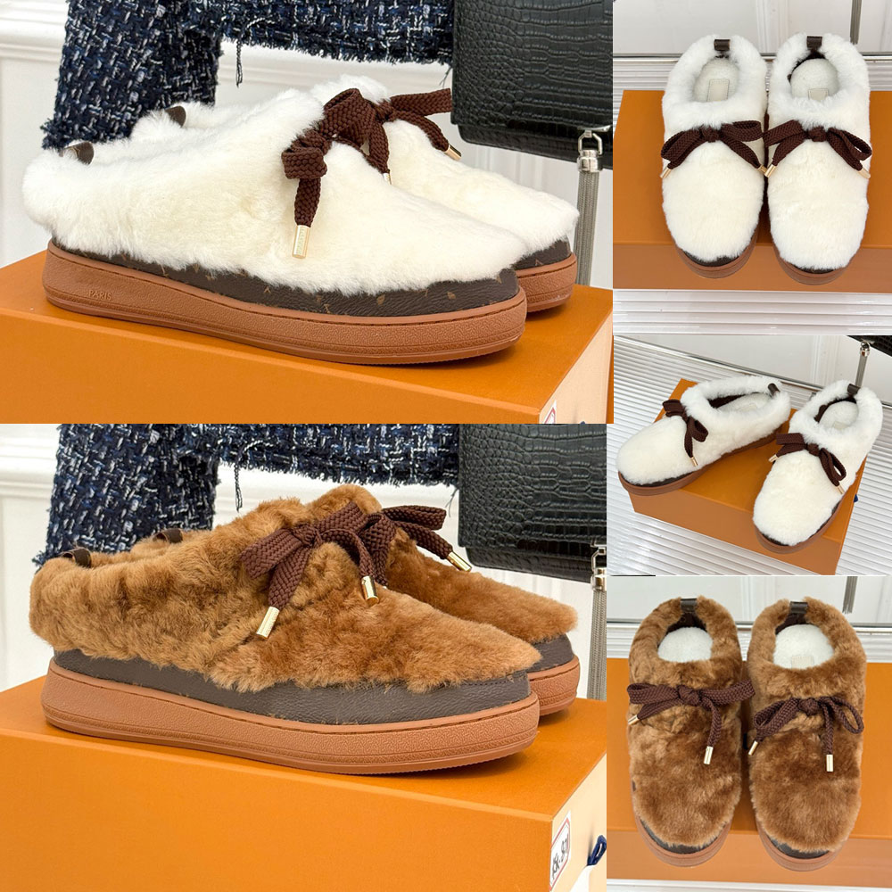 Cloud Flat Comfort Clog Womens Designer Clog 1AKYVM Ecru White Slip On Model Shearling Canvas Fashion Luxury Clog Signature ski collection autumn wi