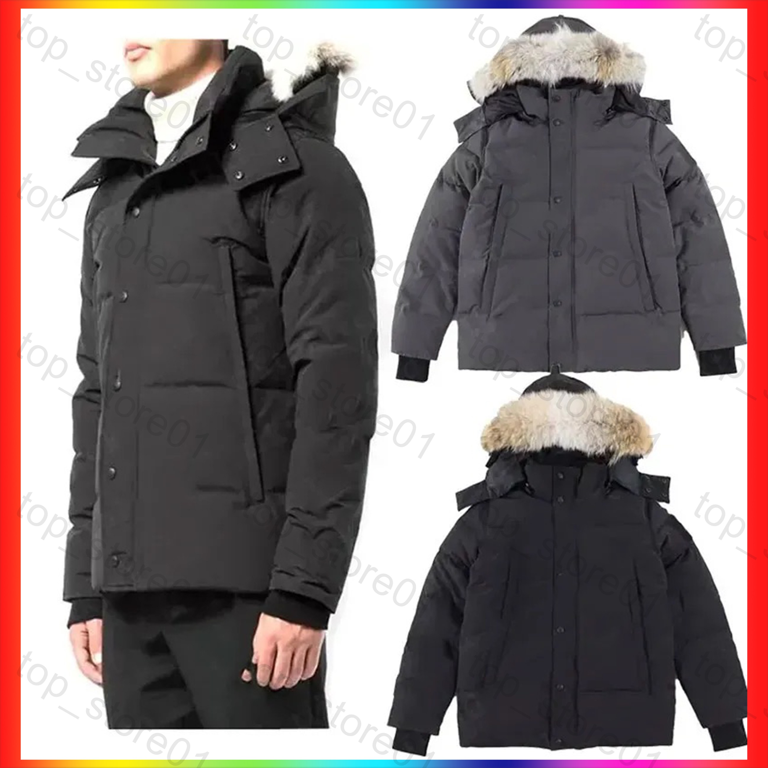 26ss Designer Winter Down jacket Mens down jacket Parka Thick Warm Wolf fur collar Removable puffer Jacket Outdoor windproof Coat High Quality Badge