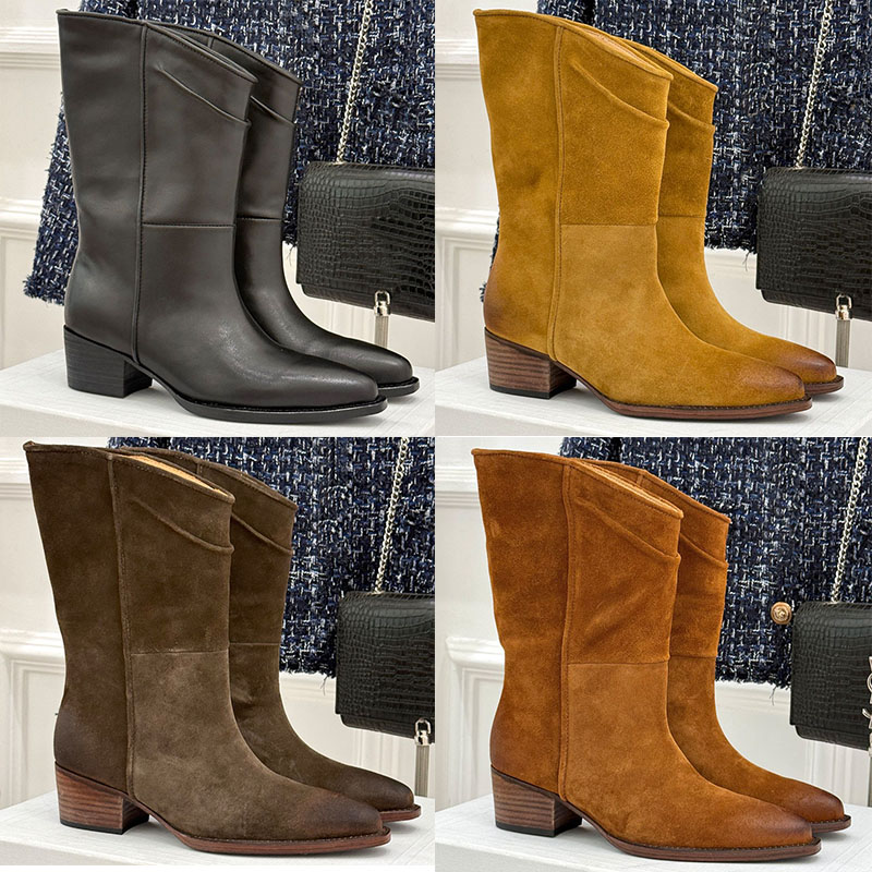 Ankle Boots Womens Designer Western Boots Original Custom Soft Leather Suede Leather Upper Anti Dlip Wear Resistant Outsole Elegant Commuting Fashio