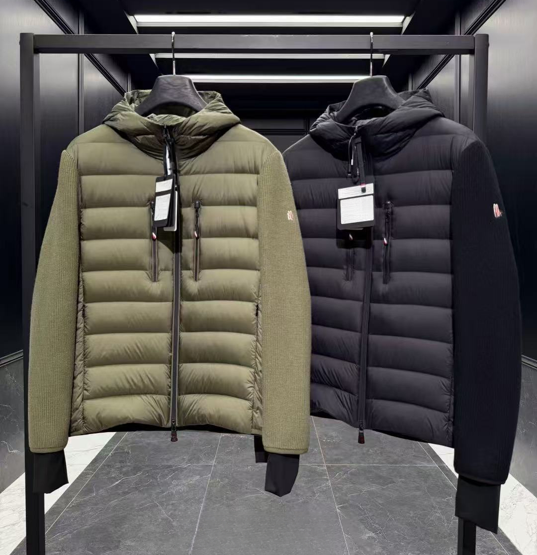 2026 New Arrivals Designer High End Ski Black Label Collection Mens Knitted Splicing Down Jacket Hooded Coat