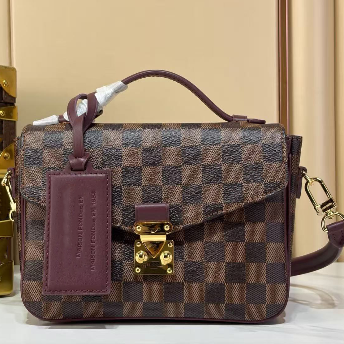 Luxury Bag Mirror Quality Pochette Metis Handbag Designer Messenger Bag Monogram Rouge Canvas Leather Shoulder Bag Flight Mode Crossbody Bag Purse N